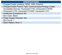 Honeywell CT40-DB-UVB-1 CT40 Cradle Wired - Mobile Computer - 1 Slot - Charging