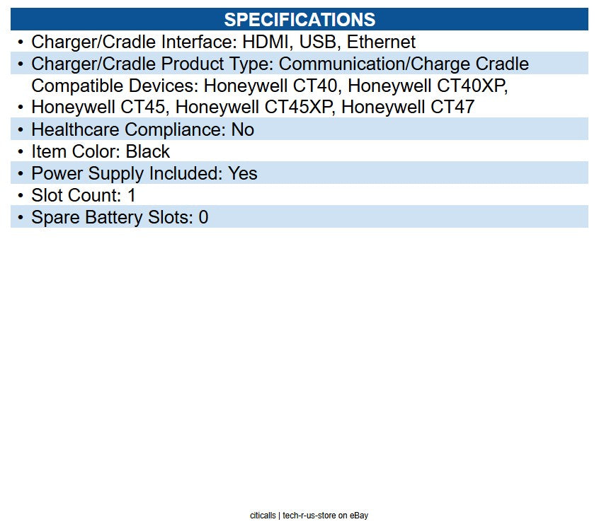 Honeywell CT40-DB-UVB-1 CT40 Cradle Wired - Mobile Computer - 1 Slot - Charging