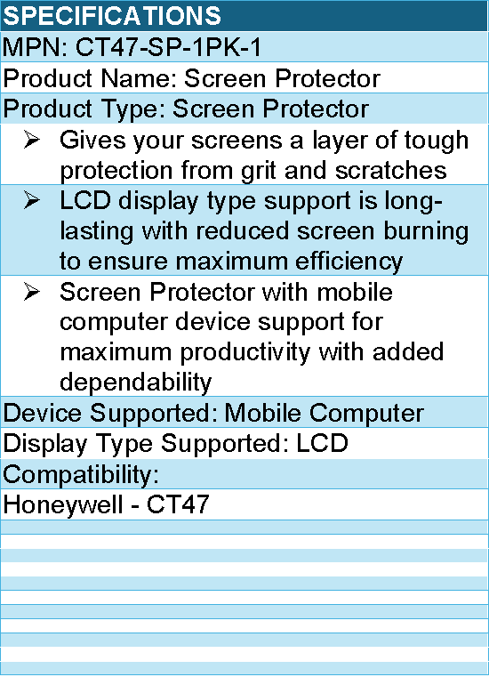 Honeywell CT47-SP-1PK-1 Screen Protector - For LCD Mobile Computer - 1 / Pack