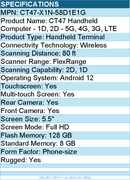 Honeywell CT47-X1N-58D1E1G CT47 Handheld Computer - 1D, 2D - 5G, 4G, 3G, LTE