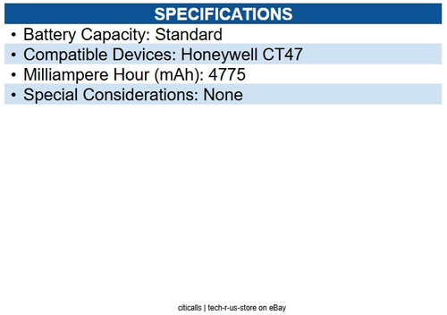Honeywell CT4X-BTNA-001 CT47 NI/ATEX battery pack, 4775mAh
