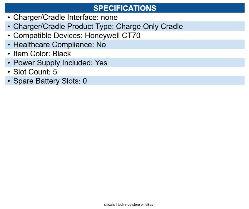 Honeywell CT70-5CB-UVX-1 Charge Base Cradle Docking - Mobile Computer - 5 Slot