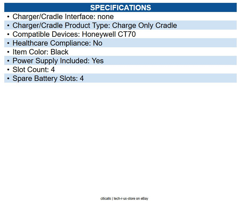 Honeywell CT70-5CB-UVX-BAT-1 Charge Base Cradle Docking - Mobile Computer