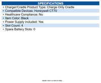 Honeywell CT70-CB-UVX-1 Charge Base Cradle Docking - Mobile Computer - 4 Slot
