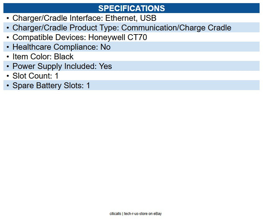 Honeywell CT70-EB-UVX-1 eHomeBase Cradle Wired - Mobile Computer, Battery