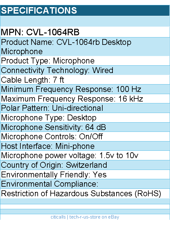 Cyber Acoustics CVL-1064rb Desktop Microphone - Noise Canceling