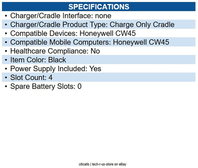 Honeywell CW45-5CBS-UVN-0 5 bay charge base charges 4 CW45 computers