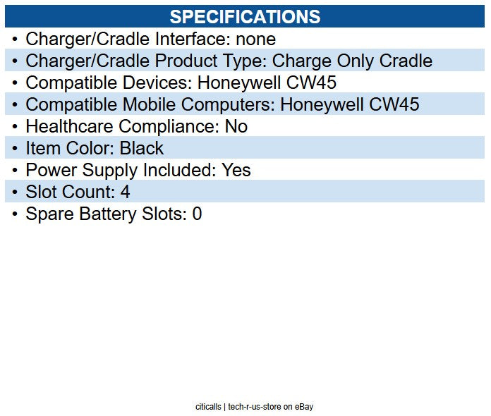Honeywell CW45-5CBS-UVN-0 5 bay charge base charges 4 CW45 computers