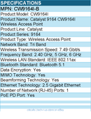 Cisco CW9164I-B Tri Band IEEE 802.11ax 7.49 Gbit/s Wireless Access Point
