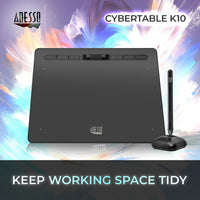 Adesso CYBERTABLET K10 10" x 6" Graphic Tablet - 5080 lpi Cable - Black