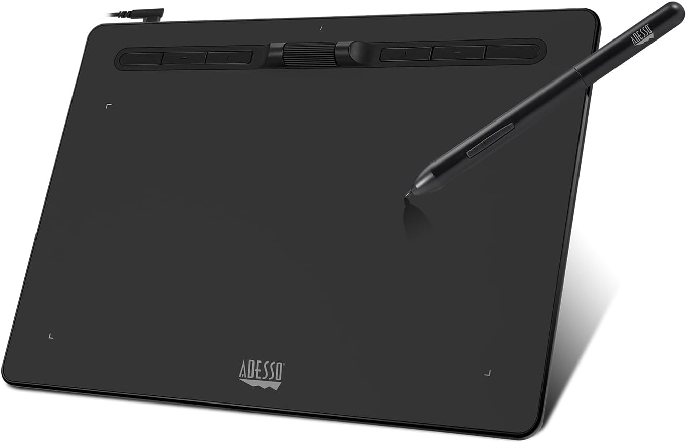 Adesso CYBERTABLET K10 10" x 6" Graphic Tablet - 5080 lpi Cable - Black