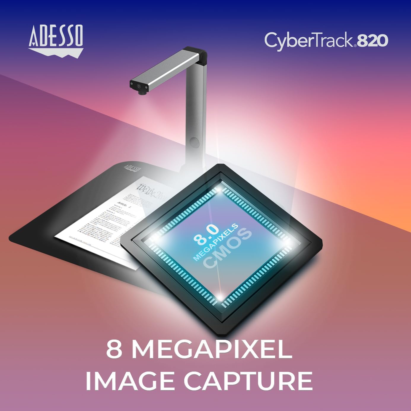 Adesso CYBERTRACK 820 8 Megapixel Fixed-Focus A3 Document Camera Scanner w/ OCR