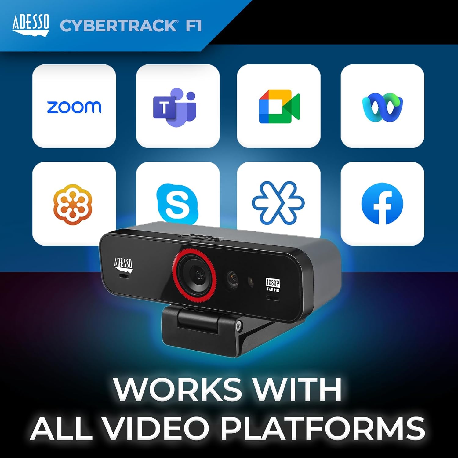 Adesso CyberTrack F1 Webcam - 2.1 Megapixel - 30 fps - USB 2.0 - 1 Each
