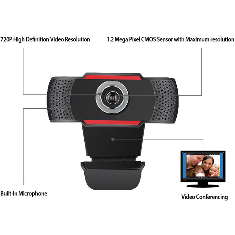 Adesso CYBERTRACK H3 Webcam - 1.3 Megapixel - 30 fps - Black, Red - USB 2.0