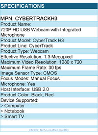 Adesso CyberTrack H3 High Resolution Desktop Webcam - 1.3 Megapixel - 30 fps
