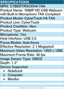 Adesso CYBERTRACKH4-TAA 1080P HD USB Webcam with Built-in Microphone TAA Compli