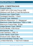 Adesso CyberTrack H5 1080P Webcam - 2.1 Megapixel - 30 fps - USB 2.0 -Auto Focus