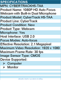 Adesso CYBERTRACKH5-TAA - 1080P Auto focus High Resolution Desktop Webcam