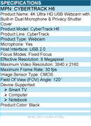 Adesso CyberTrack H6 4K Ultra HD Webcam - 8 Megapixel - 30 fps