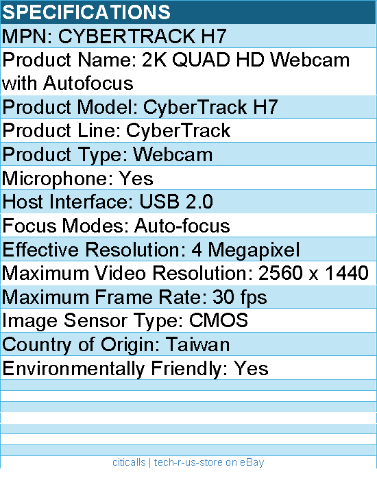 Adesso CYBERTRACK H7 Webcam - 4 Megapixel - 30 fps - USB 2.0 - TAA Compliant