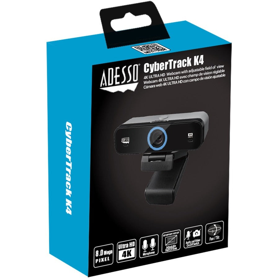 Adesso CyberTrack K4 Webcam - 8 Megapixel - 30 fps - USB 2.0 - 3840 x 2160 Video