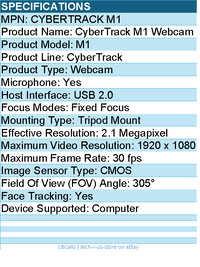 Adesso CYBERTRACK M1 Webcam - 2.1 Megapixel - 30 fps - USB 2.0 - 1920 x 1080 Vid