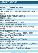 Adesso Cyberview 3020 Gyration 3 Megapixel Indoor/Outdoor Network Camera