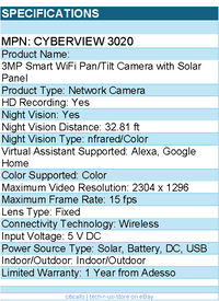 Adesso Cyberview 3020 Gyration 3 Megapixel Indoor/Outdoor Network Camera