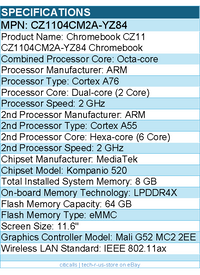ASUS CZ1104CM2A-YZ84 11.6" Rugged Chromebook - 8 GB - Mineral Gray