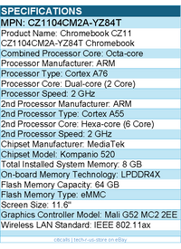 ASUS CZ1104CM2A-YZ84T 11.6" Rugged Chromebook - Mineral Gray