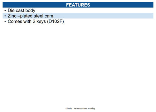 Radionix D101F Lock and Key Set Fire, 2 Keys, Short Body
