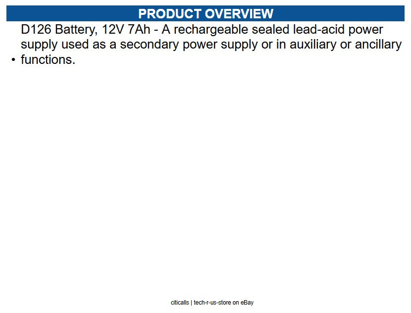Radionix D126 Battery, 12V 7Ah, rechargeable sealed lead-acid power supply