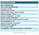 Synology D4EU02-16G 1x 16GB DDR4-3200/PC4-25600 DDR4 SDRAM ECC 288-Pin Unbuffer