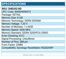 Synology D4EU02-8G 1x 8GB DDR4-3200/PC4-25600 DDR4 SDRAM ECC 288-Pin Unbuffered