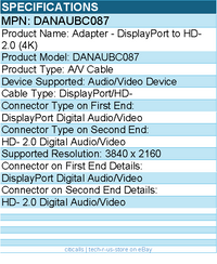 Dell DANAUBC087 - DisplayPort to Video (4K) - DisplayPort A/V Cable