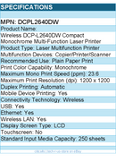 Brother DCPL2640DW Wireles  Compact Monochrome Multi-Function Laser Printer