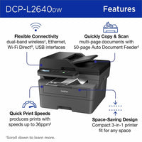 Brother DCPL2640DW Wireles  Compact Monochrome Multi-Function Laser Printer