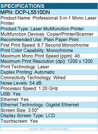 Brother DCP-L5510DN Wired Laser Multifunction Printer - Monochrome