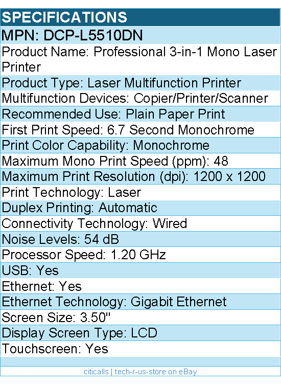 Brother DCP-L5510DN Wired Laser Multifunction Printer - Monochrome