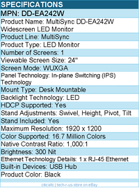 Sharp DD-EA242W MultiSync 24" Class WUXGA LED Monitor - 16:10 - Black