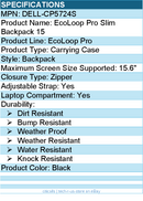 Dell DELL-CP5724S EcoLoop Pro Carrying Case (Backpack) for 15.6"" Notebook