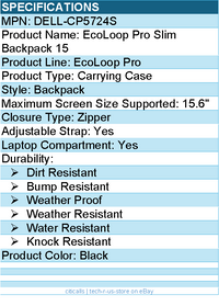 Dell DELL-CP5724S EcoLoop Pro Carrying Case (Backpack) for 15.6"" Notebook
