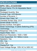 Dell DELL-E2425HSM Pro E2425HSM 24" Class Full HD LED Monitor - 16:9