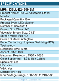 Dell DELL-E2425HSM Pro E2425HSM 24" Class Full HD LED Monitor - 16:9