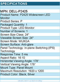 Dell DELL-P2425 P2425 24" Class WUXGA LED Monitor - 16:10 - Black, Silver