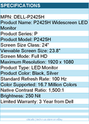 Dell DELL-P2425H P2425H 24" Class Full HD LED Monitor - 16:9 - Black, Silver