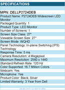 Dell DELLP2724DEB 27" Class Webcam WQHD LED Monitor - 16:9 - Black, Silver