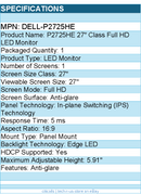 Dell DELL-P2725HE 27" Class Full HD LED Monitor - 16:9 - Black, Gray