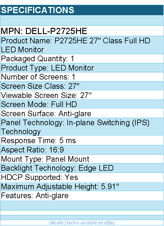 Dell DELL-P2725HE 27" Class Full HD LED Monitor - 16:9 - Black, Gray