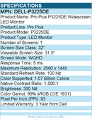 Dell DELL-P3225DE Pro Plus P3225DE 32" Class WQHD LED Monitor - 16:9